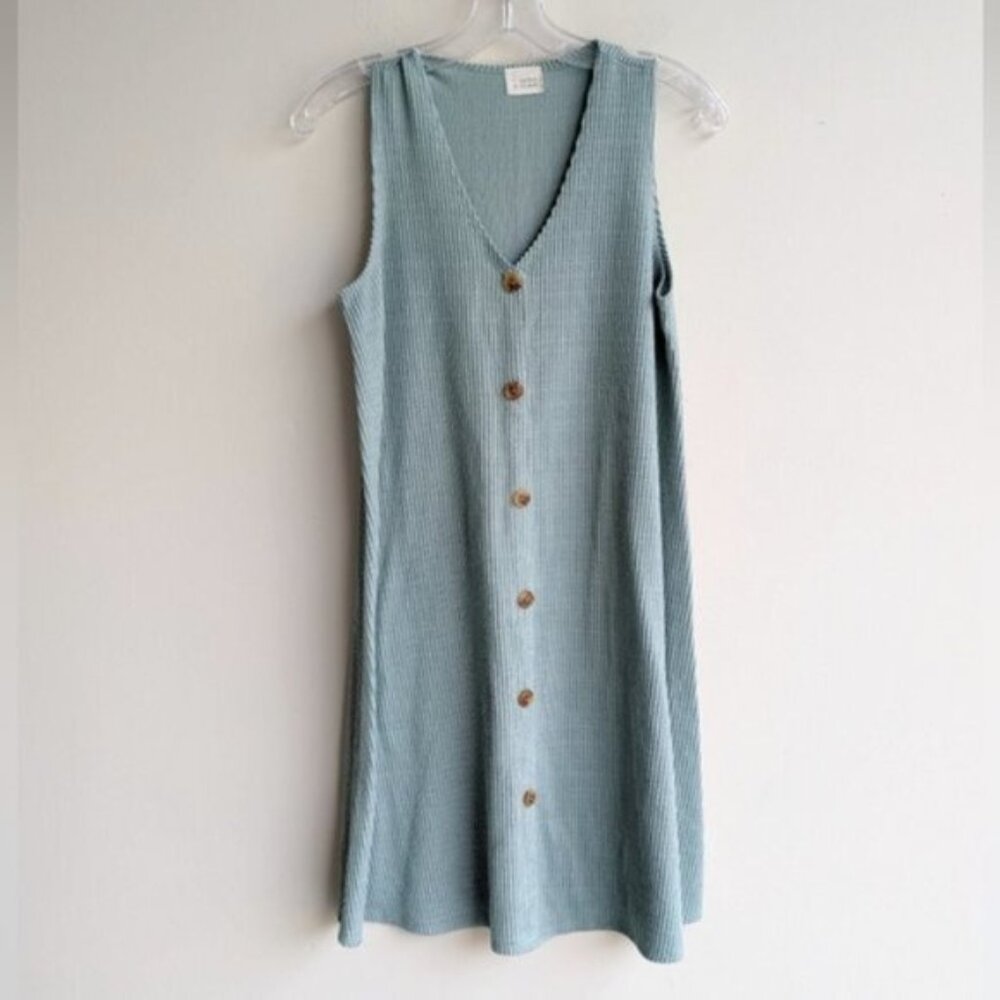 Caution to the Wind green ribbed sleeveless dress